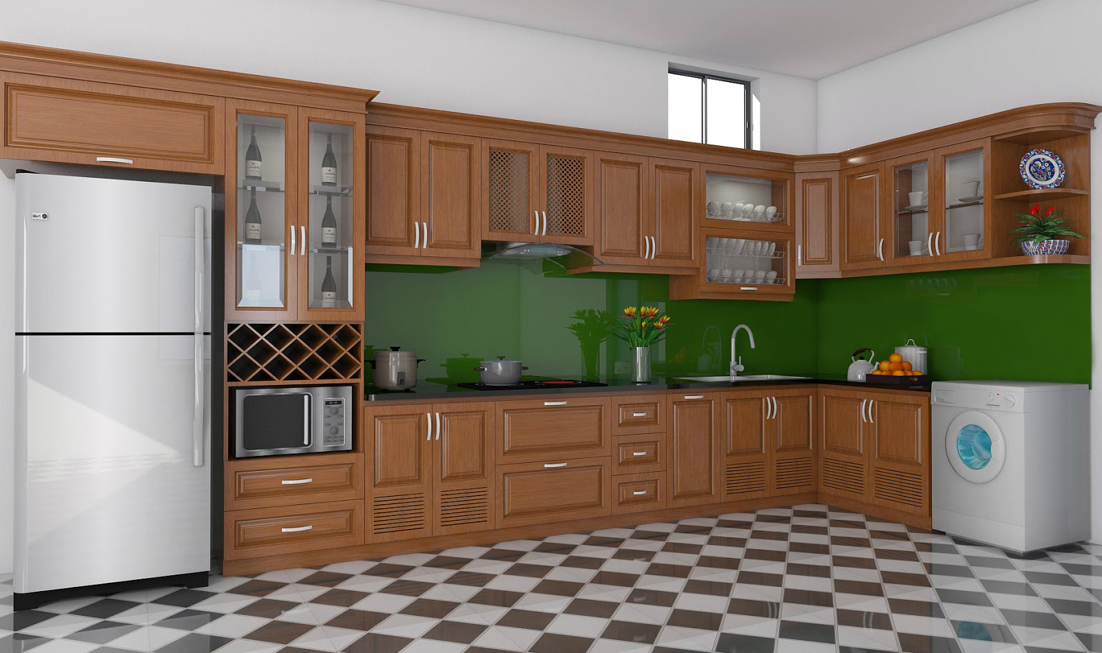 Tủ bếp gỗ sồi