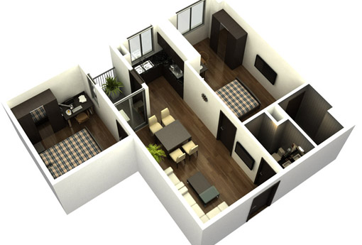 thiết kế thi công nội thất chưng cư 70m2