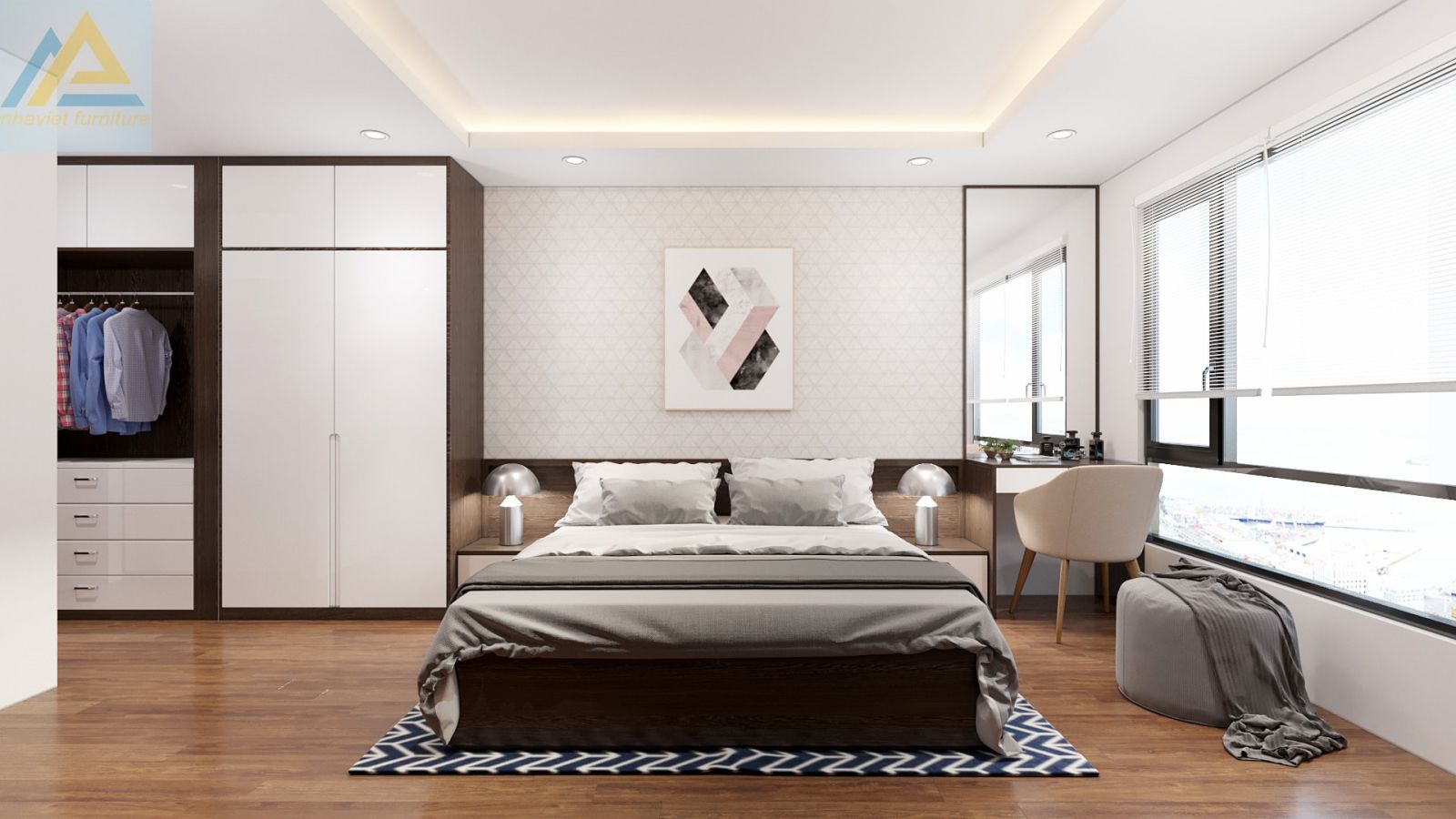 thiết kế nội thất chung cư an bình city phòng ngủ master