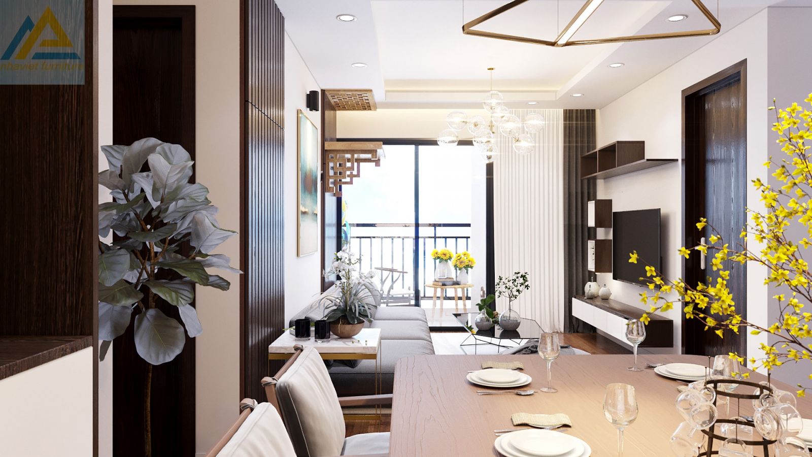 thiết kế nội thất chung cư an bình city phòng khách