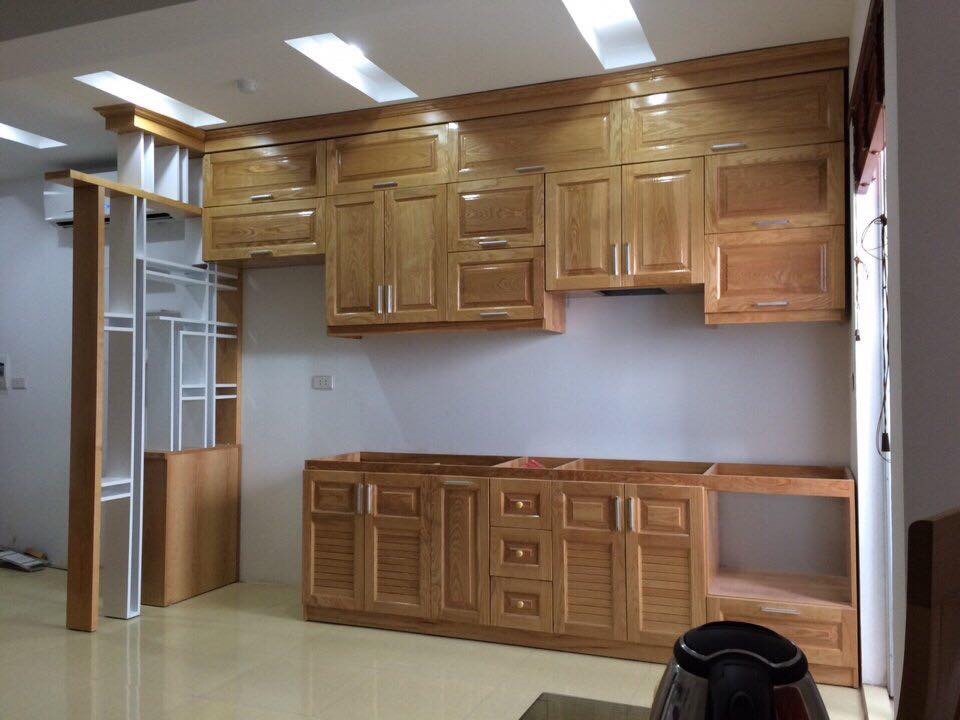 tủ bếp gỗ sồi